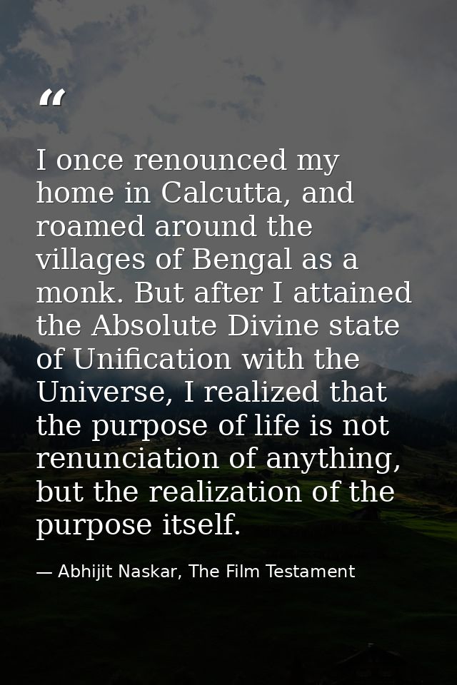 I once renounced my home in Calcutta, and roamed around the villages of Bengal as a monk. But after I attained the Absol — Abhijit Naskar, The Film Testament