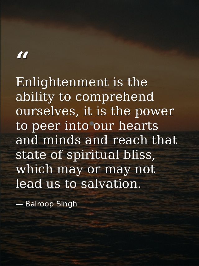 Enlightenment is the ability to comprehend ourselves, it is the power to peer into our hearts and minds and reach that s — Balroop Singh