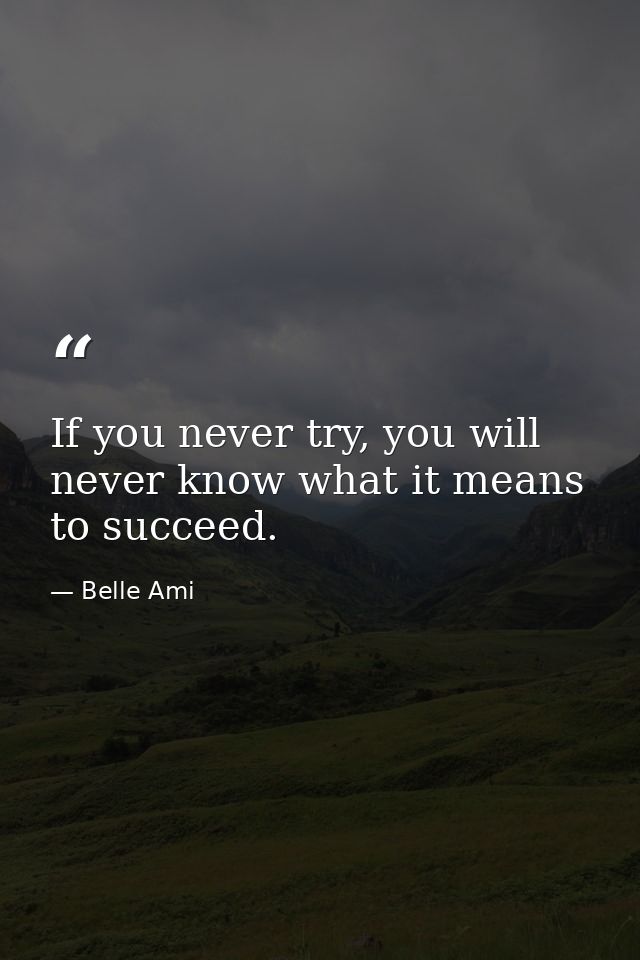 If you never try, you will never know what it means to succeed. — Belle Ami