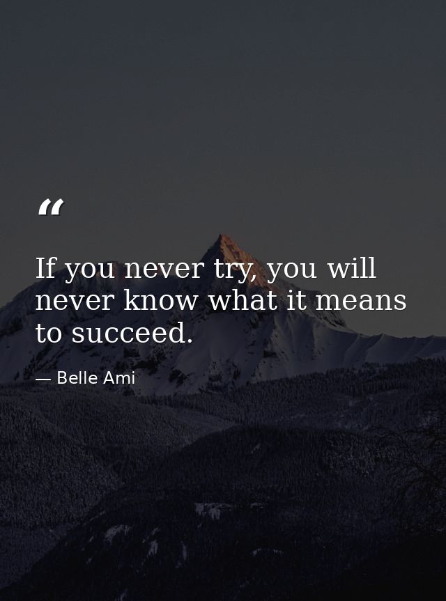 If you never try, you will never know what it means to succeed. — Belle Ami