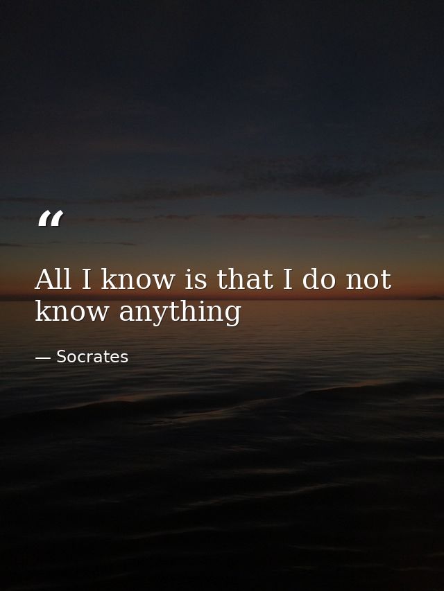 All I know is that I do not know anything — Socrates