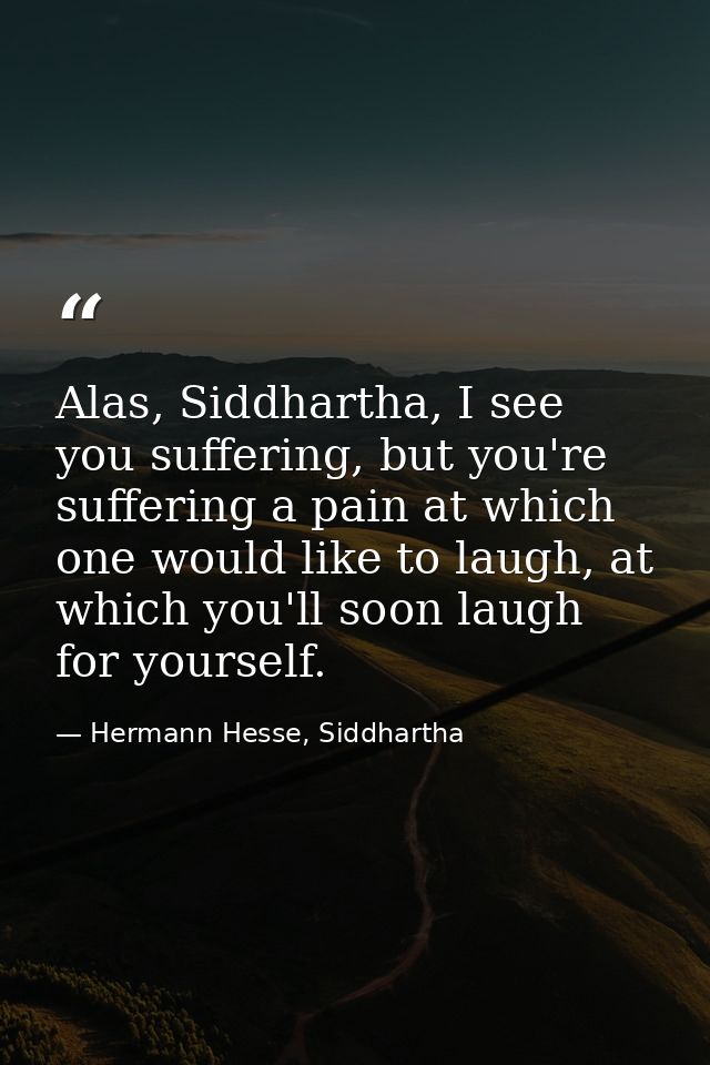 Alas, Siddhartha, I see you suffering, but you're suffering a pain at which one would like to laugh, at which you'll soo — Hermann Hesse, Siddhartha