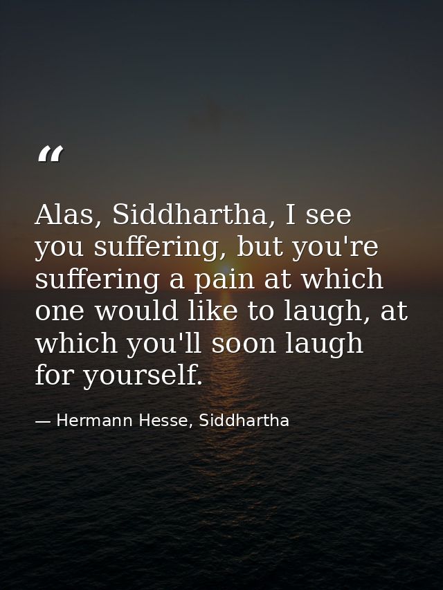Alas, Siddhartha, I see you suffering, but you're suffering a pain at which one would like to laugh, at which you'll soo — Hermann Hesse, Siddhartha