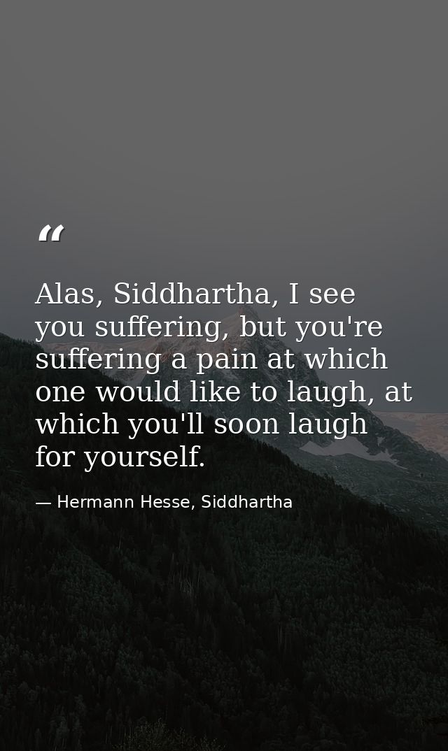 Alas, Siddhartha, I see you suffering, but you're suffering a pain at which one would like to laugh, at which you'll soo — Hermann Hesse, Siddhartha