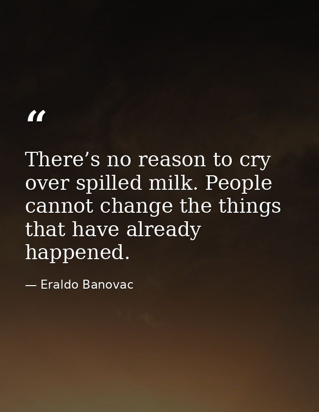 There’s no reason to cry over spilled milk. People cannot change the things that have already happened. — Eraldo Banovac