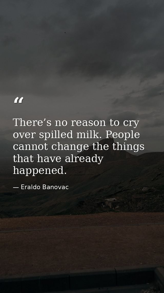 There’s no reason to cry over spilled milk. People cannot change the things that have already happened. — Eraldo Banovac