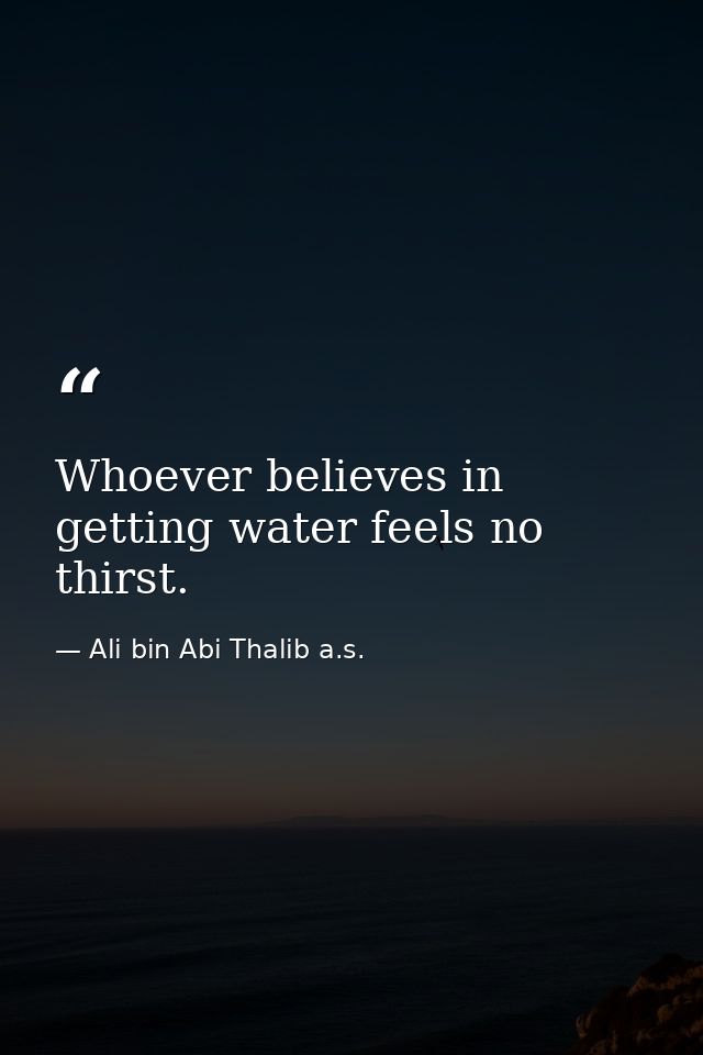 Whoever believes in getting water feels no thirst. — Ali bin Abi Thalib a.s.
