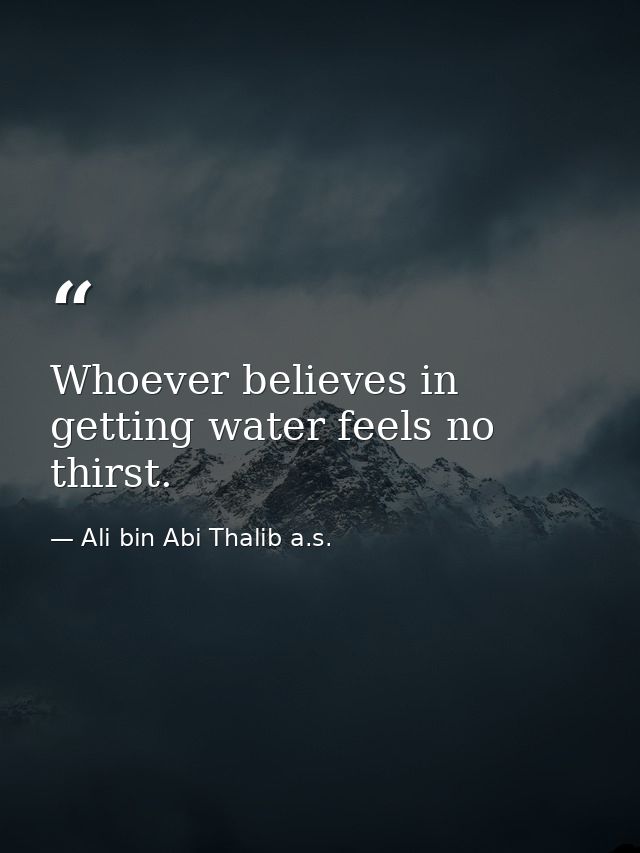 Whoever believes in getting water feels no thirst. — Ali bin Abi Thalib a.s.