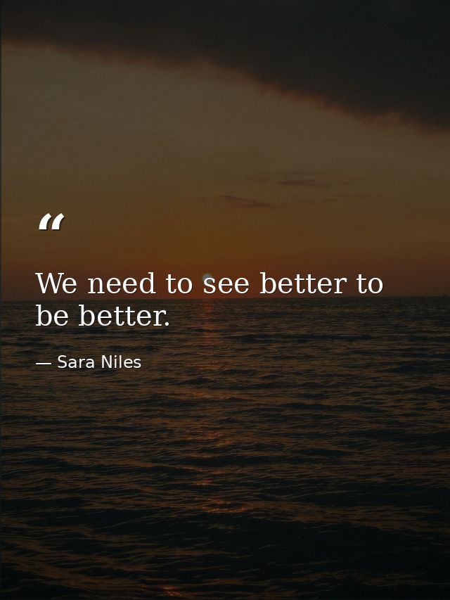 We need to see better to be better. — Sara Niles
