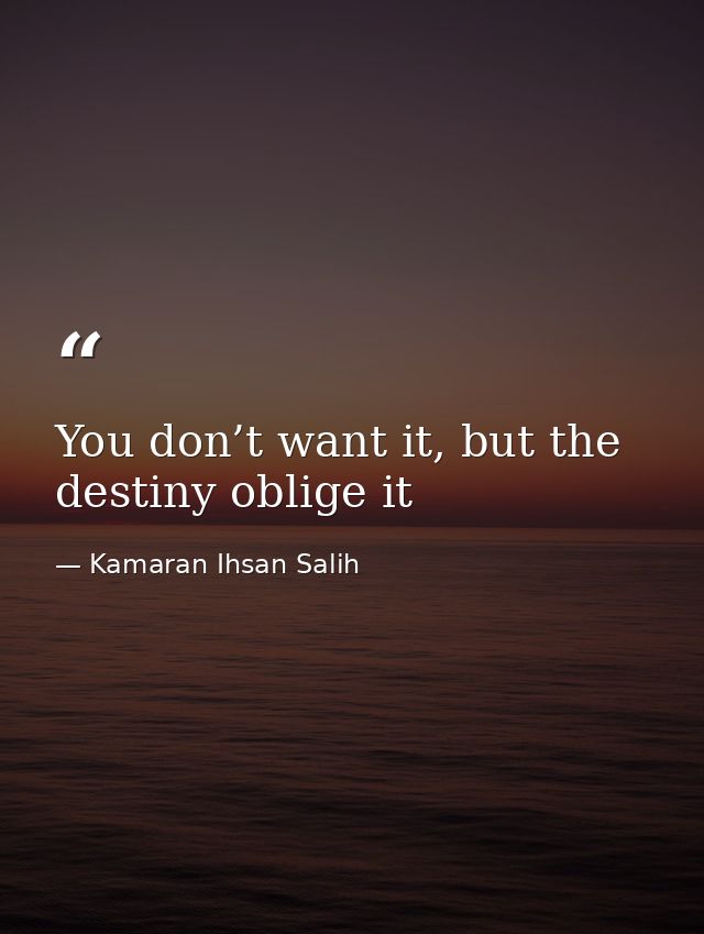 You don’t want it, but the destiny oblige it — Kamaran Ihsan Salih