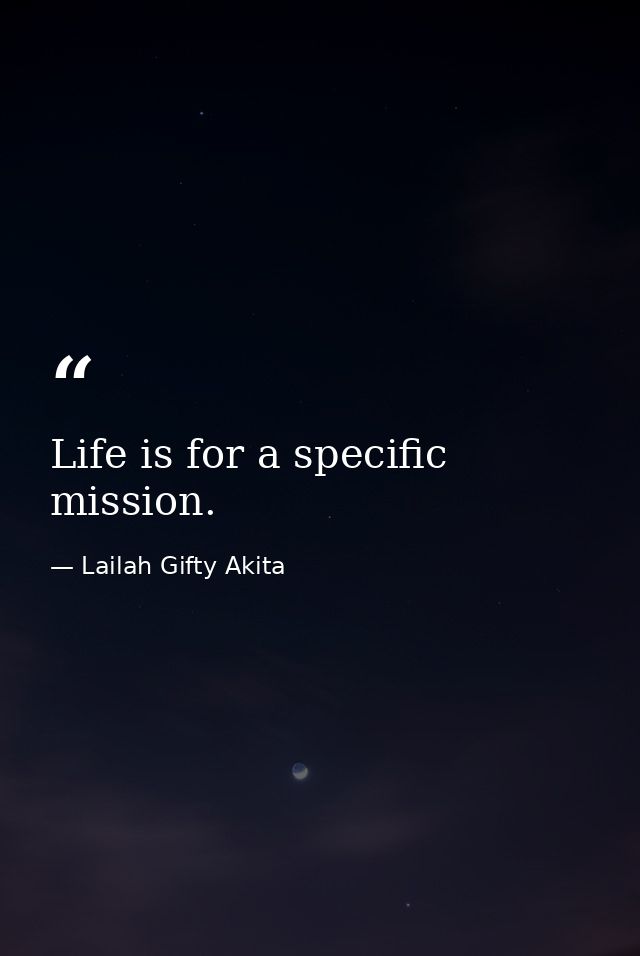 Life is for a specific mission. — Lailah Gifty Akita