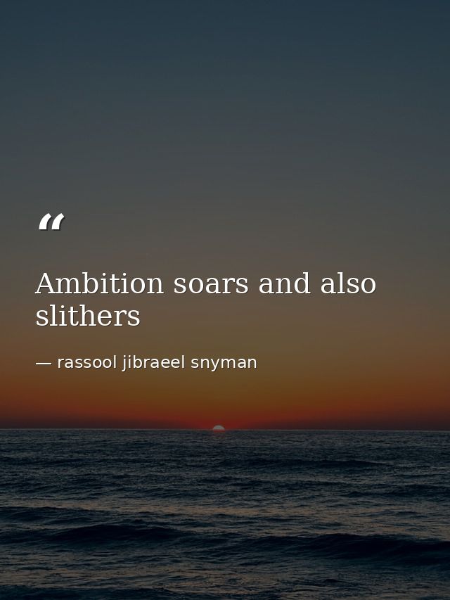 Ambition soars and also slithers — rassool jibraeel snyman