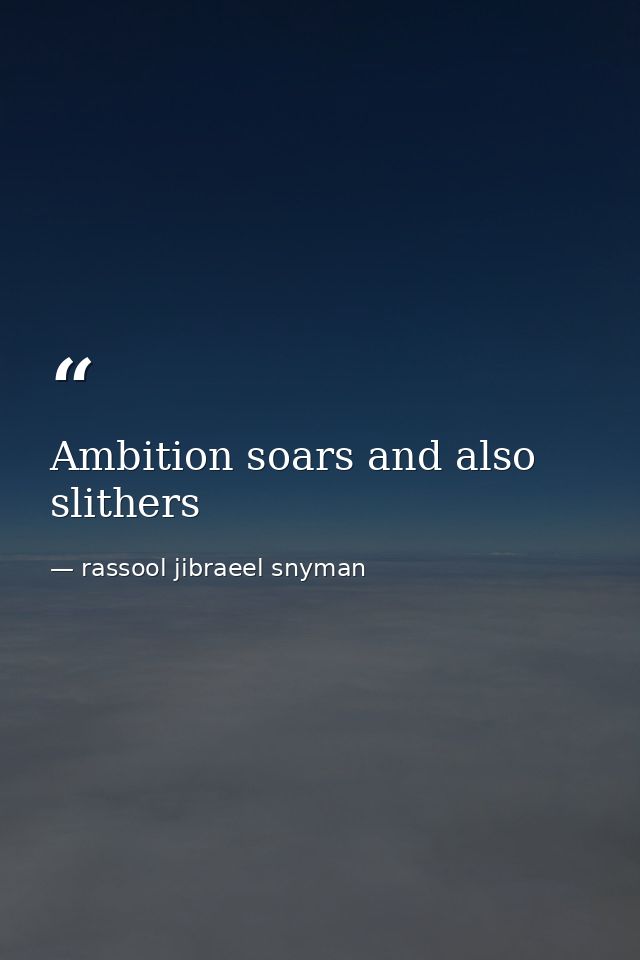 Ambition soars and also slithers — rassool jibraeel snyman