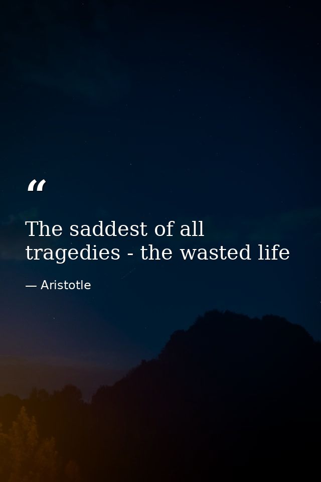 The saddest of all tragedies - the wasted life — Aristotle