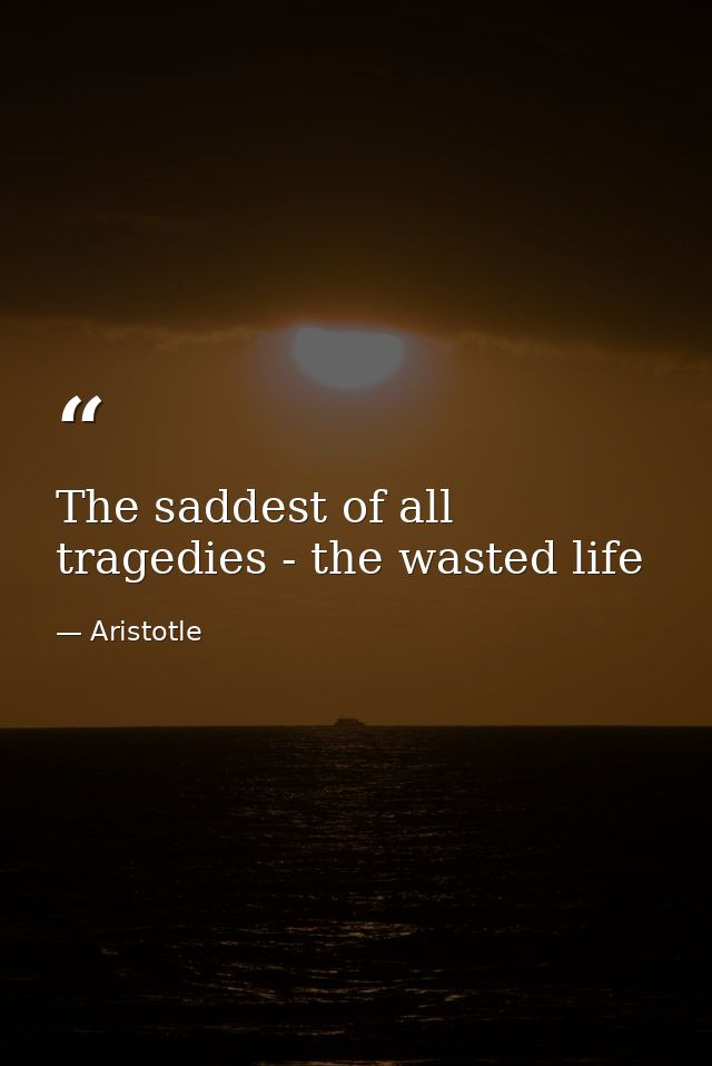 The saddest of all tragedies - the wasted life — Aristotle