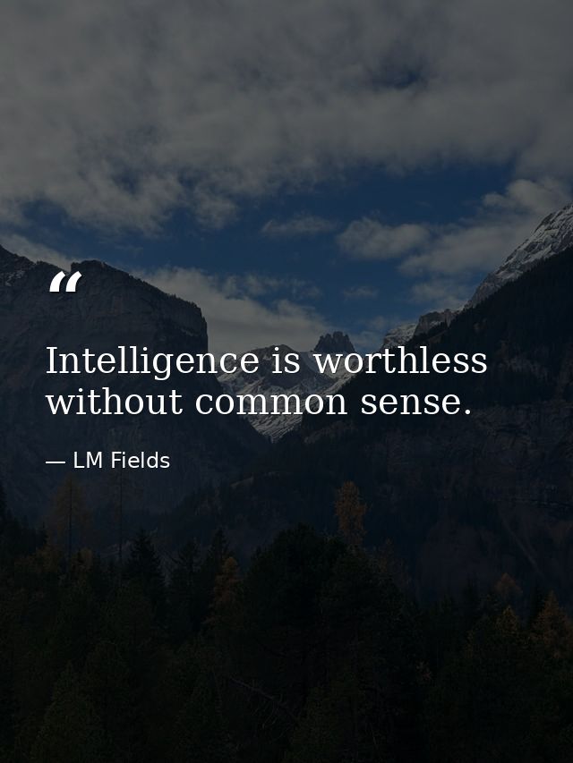 Intelligence is worthless without common sense. — LM Fields