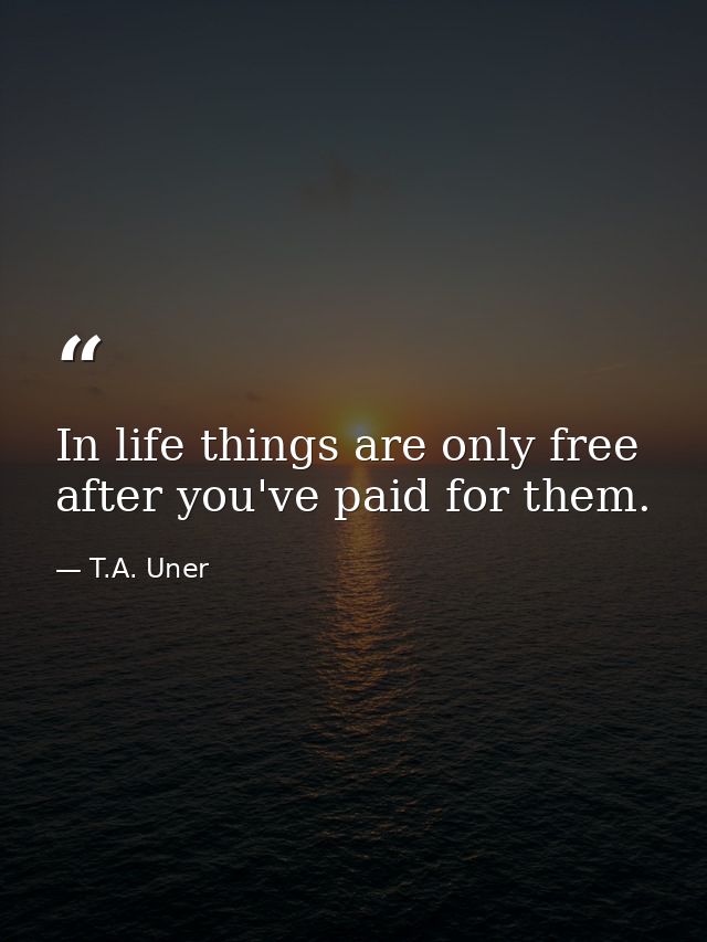 In life things are only free after you've paid for them. — T.A. Uner