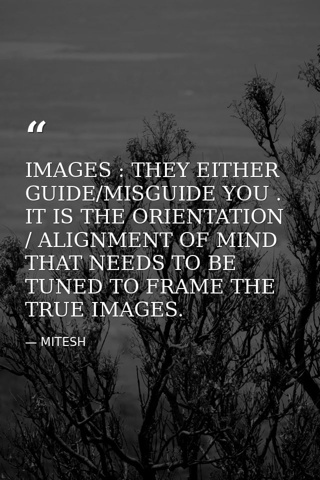 IMAGES : THEY EITHER GUIDE/MISGUIDE YOU . IT IS THE ORIENTATION / ALIGNMENT OF MIND THAT NEEDS TO BE TUNED TO FRAME THE  — MITESH