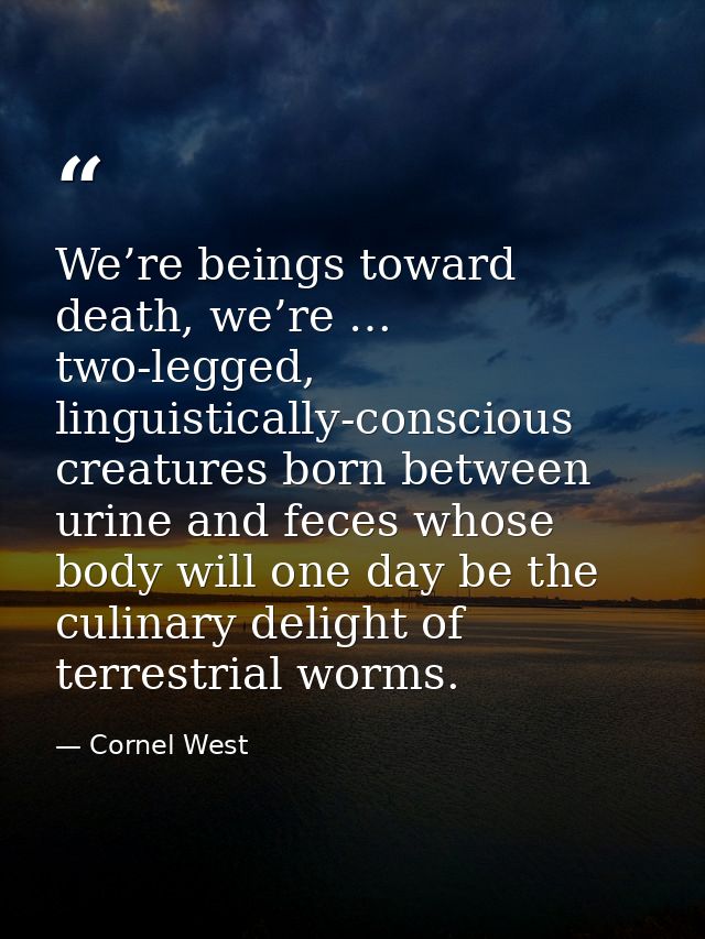 We’re beings toward death, we’re … two-legged, linguistically-conscious creatures born between urine and feces whose bod — Cornel West