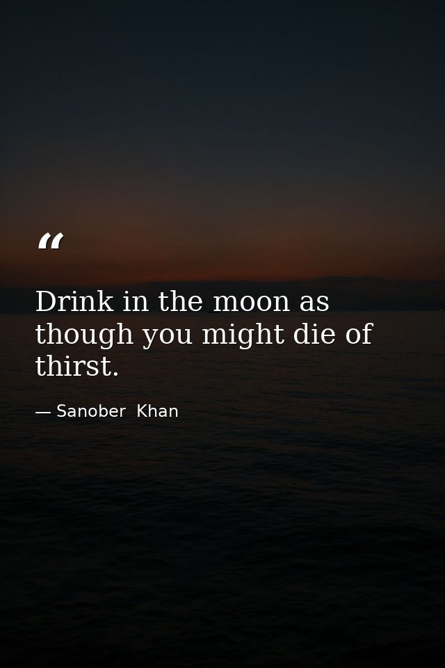 Drink in the moon as though you might die of thirst. — Sanober  Khan