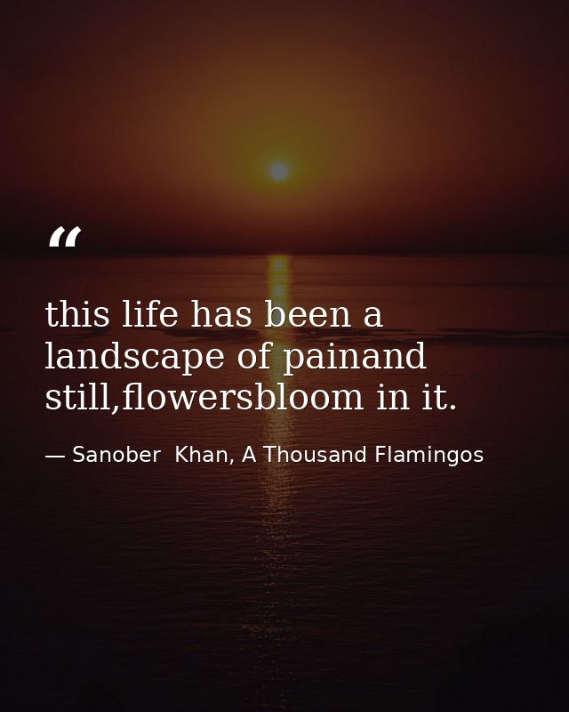 this life has been a landscape of painand still,flowersbloom in it. — Sanober  Khan, A Thousand Flamingos