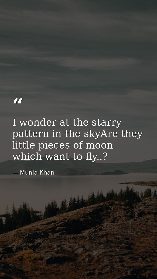 I wonder at the starry pattern in the skyAre they little pieces of moon which want to fly..? — Munia Khan