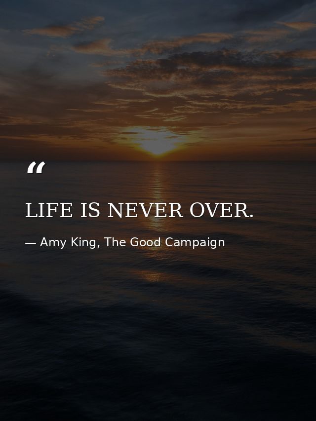 LIFE IS NEVER OVER. — Amy King, The Good Campaign