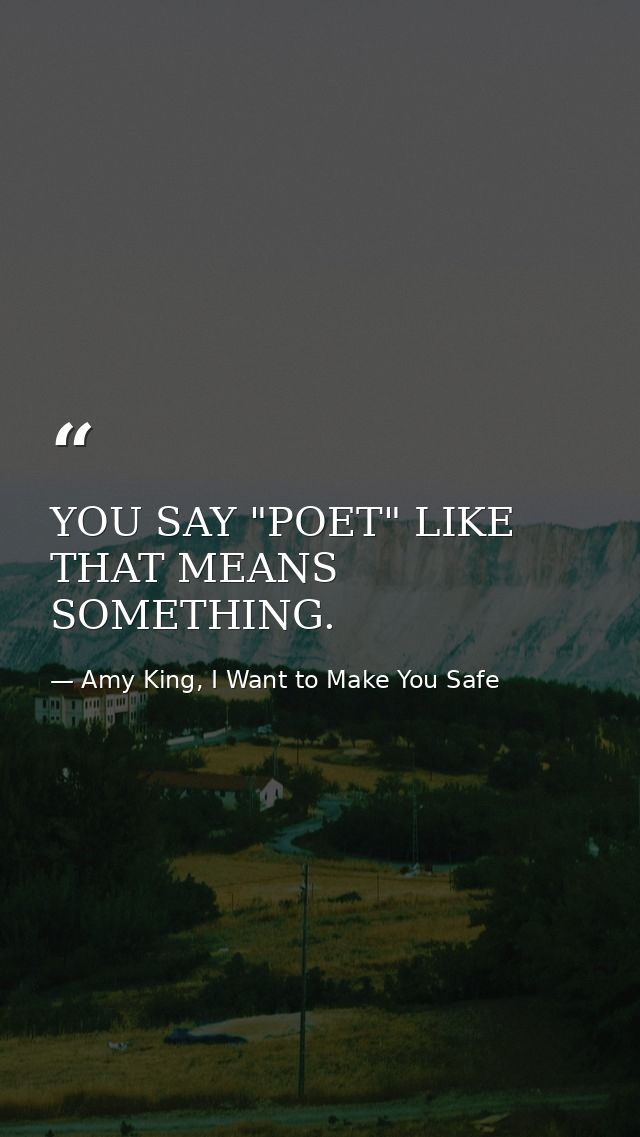 YOU SAY "POET" LIKE THAT MEANS SOMETHING. — Amy King, I Want to Make You Safe