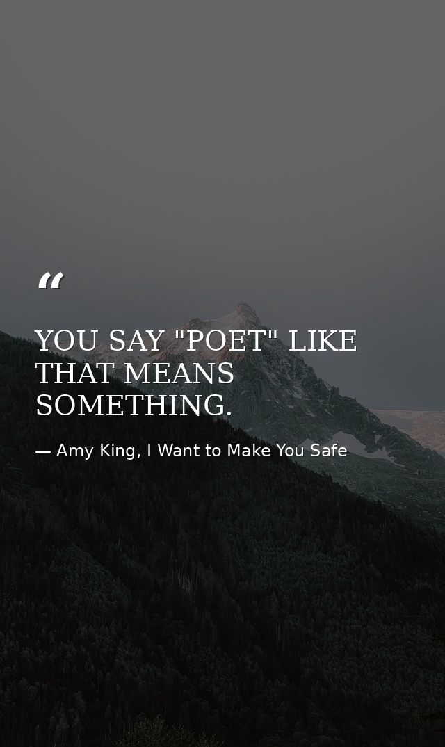 YOU SAY "POET" LIKE THAT MEANS SOMETHING. — Amy King, I Want to Make You Safe