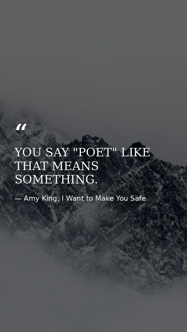 YOU SAY "POET" LIKE THAT MEANS SOMETHING. — Amy King, I Want to Make You Safe