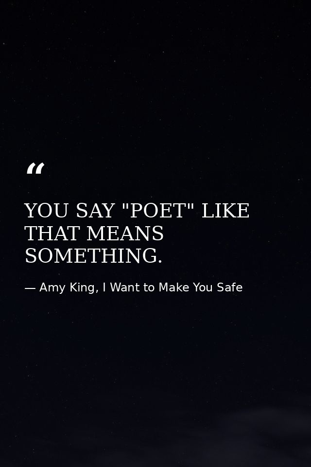 YOU SAY "POET" LIKE THAT MEANS SOMETHING. — Amy King, I Want to Make You Safe