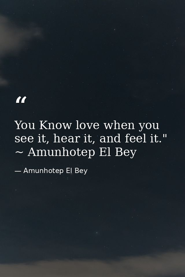 You Know love when you see it, hear it, and feel it." ~ Amunhotep El Bey — Amunhotep El Bey