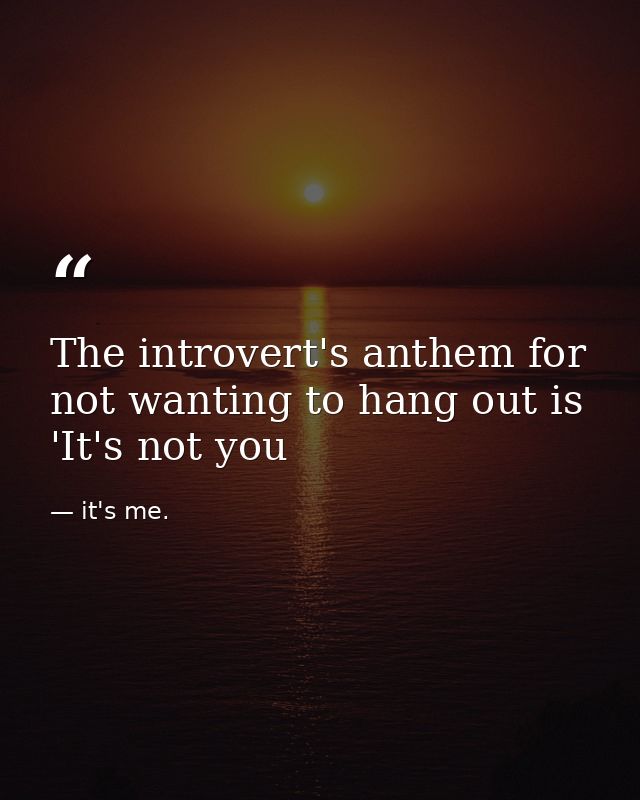 The introvert's anthem for not wanting to hang out is 'It's not you — it's me.