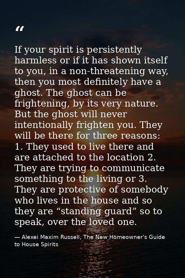 If your spirit is persistently harmless or if it has shown itself to you, in a non-threatening way, then you most defini — Alexei Maxim Russell, The New Homeowner's Guide to House Spirits