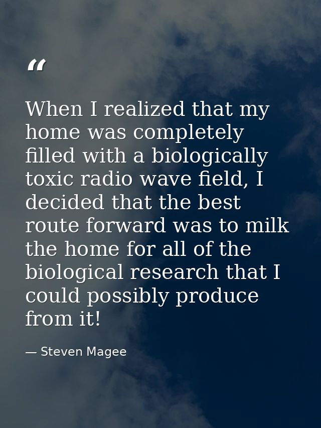 When I realized that my home was completely filled with a biologically toxic radio wave field, I decided that the best r — Steven Magee