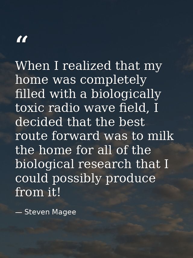 When I realized that my home was completely filled with a biologically toxic radio wave field, I decided that the best r — Steven Magee