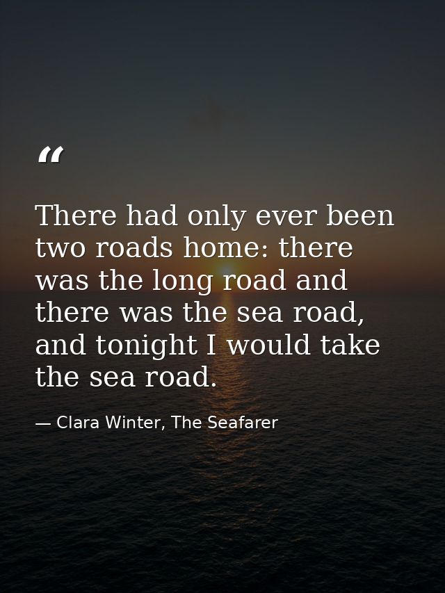 There had only ever been two roads home: there was the long road and there was the sea road, and tonight I would take th — Clara Winter, The Seafarer