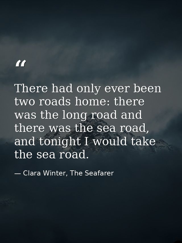 There had only ever been two roads home: there was the long road and there was the sea road, and tonight I would take th — Clara Winter, The Seafarer