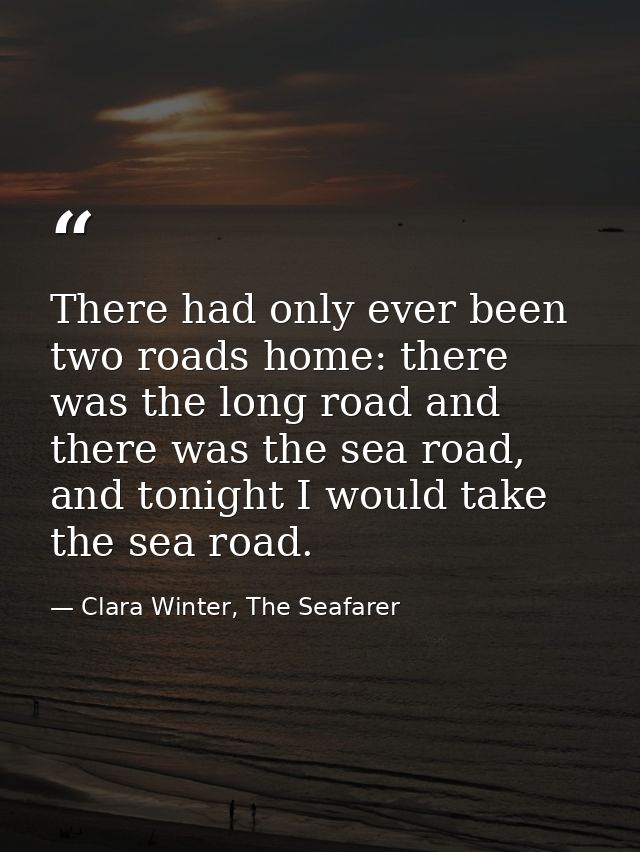 There had only ever been two roads home: there was the long road and there was the sea road, and tonight I would take th — Clara Winter, The Seafarer