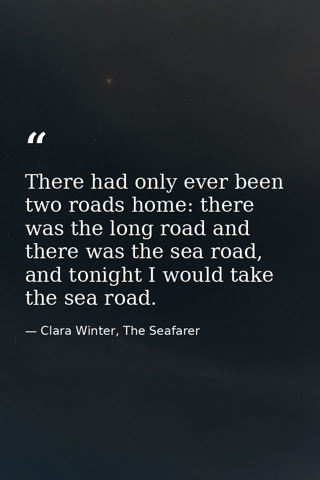 There had only ever been two roads home: there was the long road and there was the sea road, and tonight I would take th — Clara Winter, The Seafarer