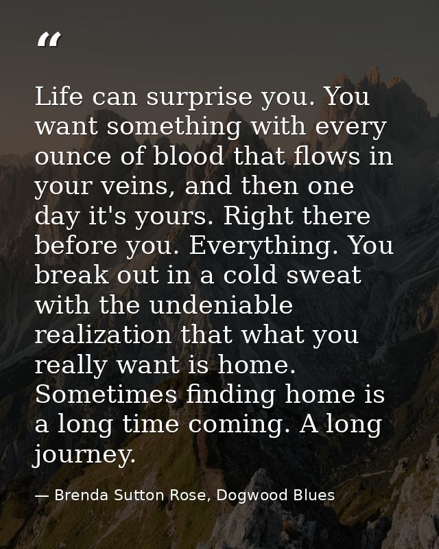 Life can surprise you. You want something with every ounce of blood that flows in your veins, and then one day it's your — Brenda Sutton Rose, Dogwood Blues