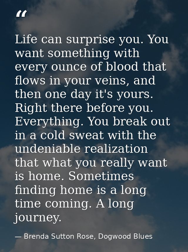 Life can surprise you. You want something with every ounce of blood that flows in your veins, and then one day it's your — Brenda Sutton Rose, Dogwood Blues
