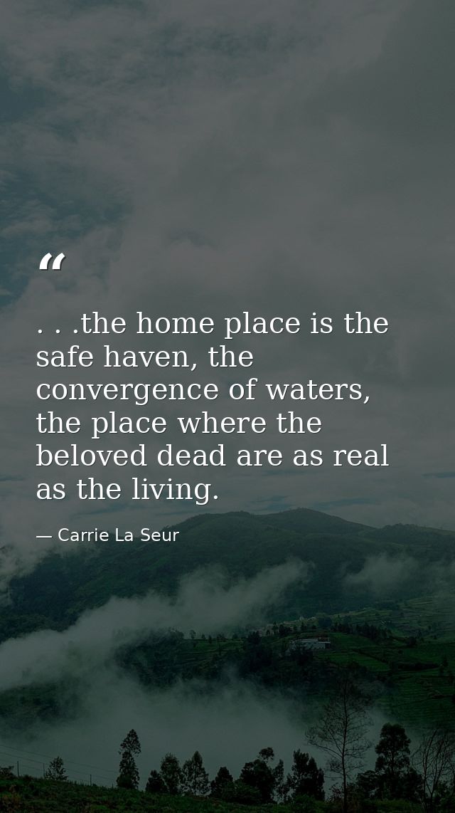 . . .the home place is the safe haven, the convergence of waters, the place where the beloved dead are as real as the li — Carrie La Seur