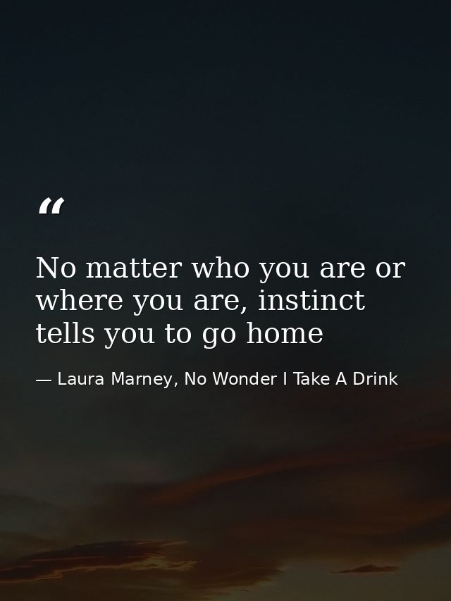 No matter who you are or where you are, instinct tells you to go home — Laura Marney, No Wonder I Take A Drink