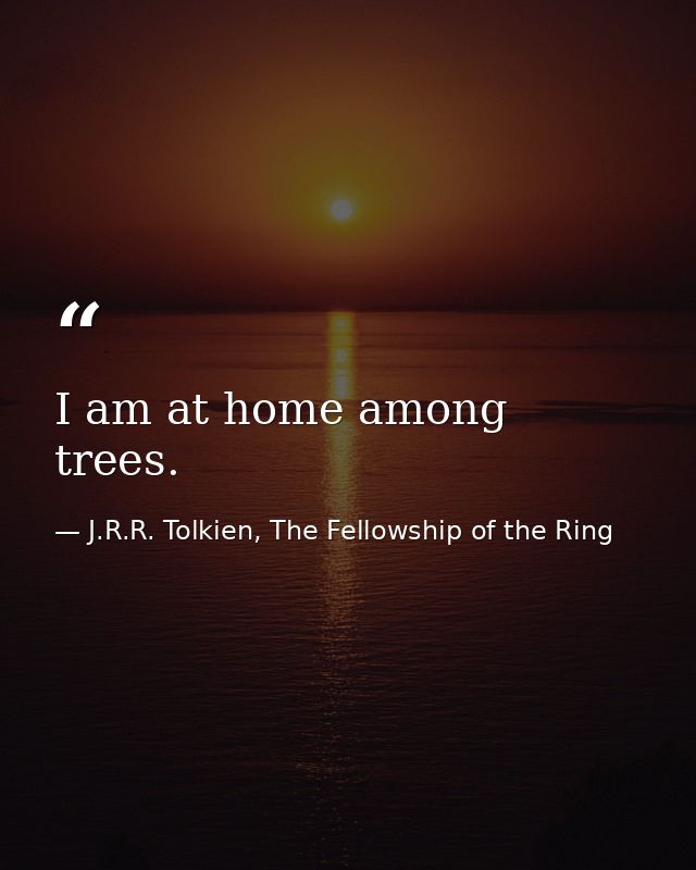I am at home among trees. — J.R.R. Tolkien, The Fellowship of the Ring