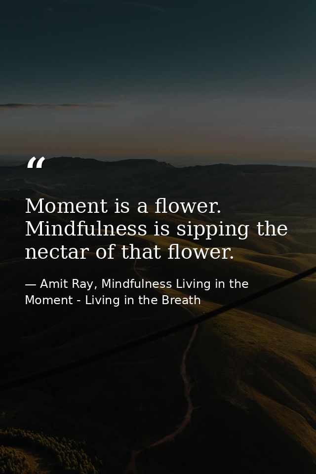 Moment is a flower. Mindfulness is sipping the nectar of that flower. — Amit Ray, Mindfulness Living in the Moment - Living in the Breath