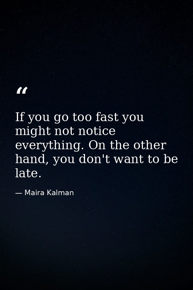 If you go too fast you might not notice everything. On the other hand, you don't want to be late. — Maira Kalman