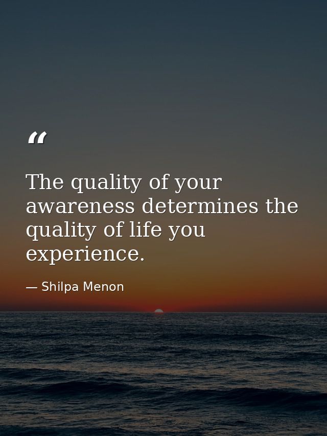 The quality of your awareness determines the quality of life you experience. — Shilpa Menon