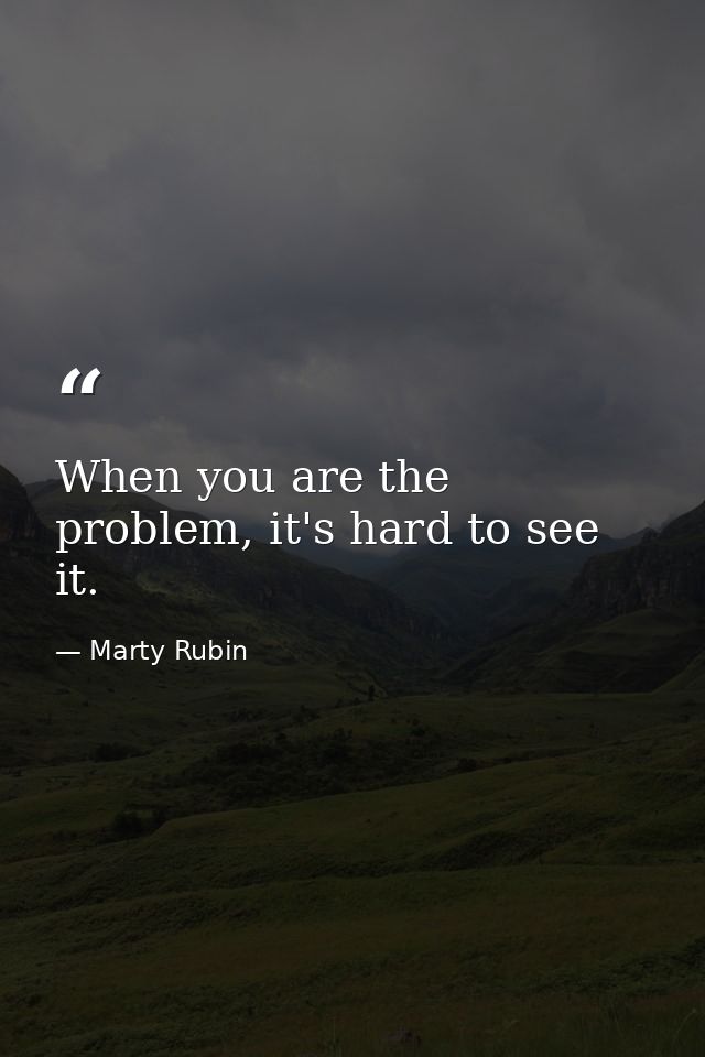 When you are the problem, it's hard to see it. — Marty Rubin