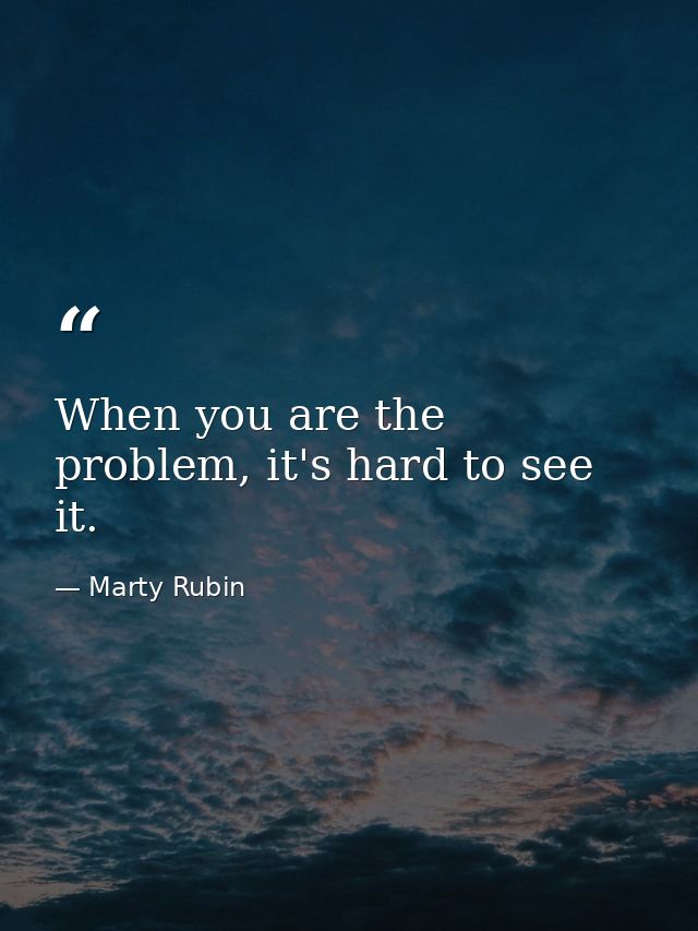 When you are the problem, it's hard to see it. — Marty Rubin